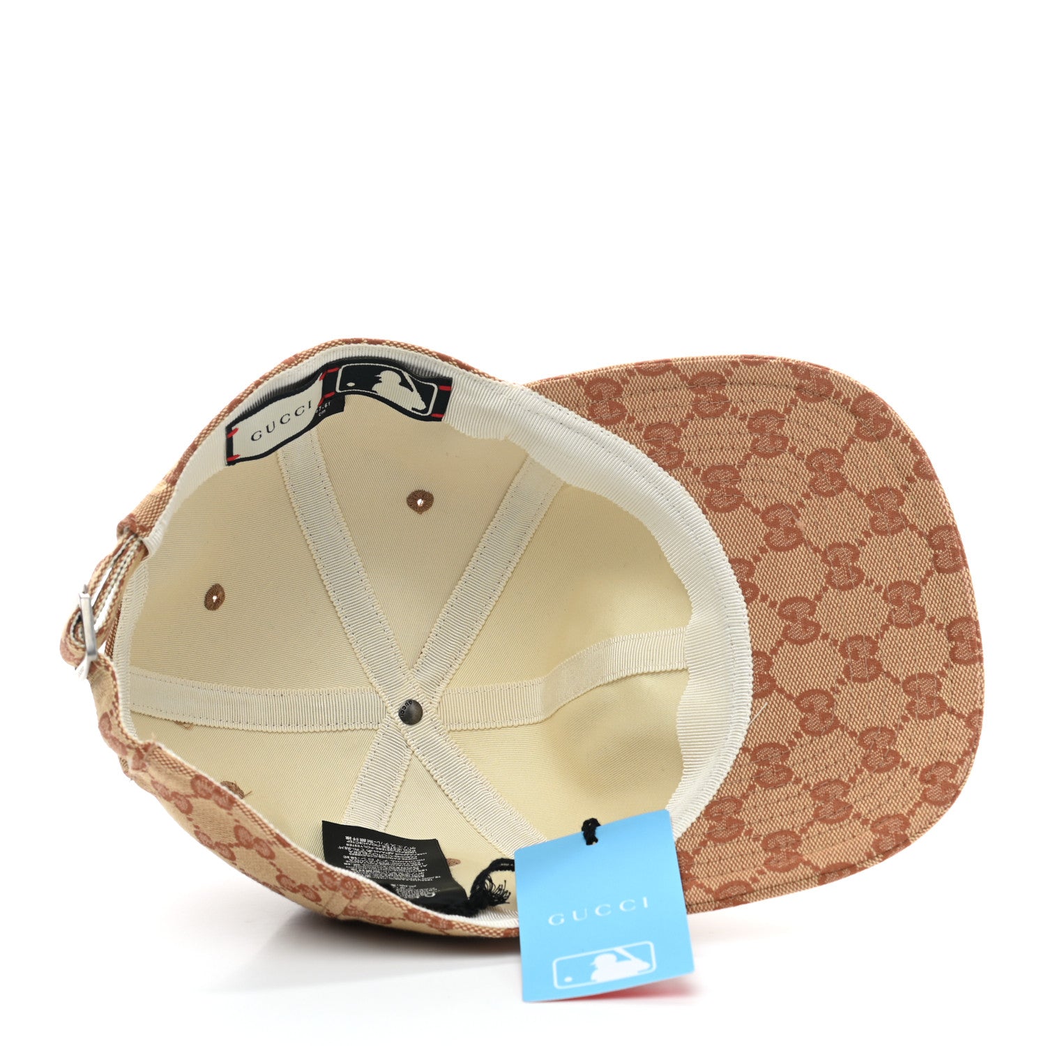 Gucci X MLB Monogram NY Yankees Baseball Hat 57-61 Beige Ruggine 7 of 8