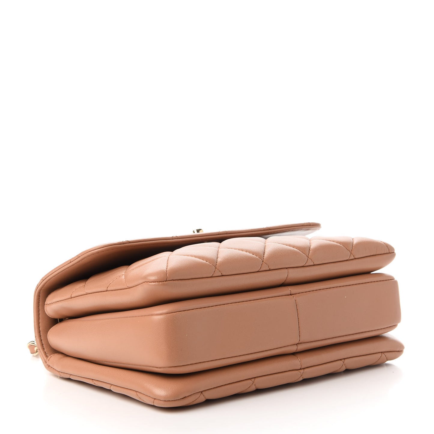 Lambskin Quilted Small Trendy CC Flap Dual Handle Bag Camel