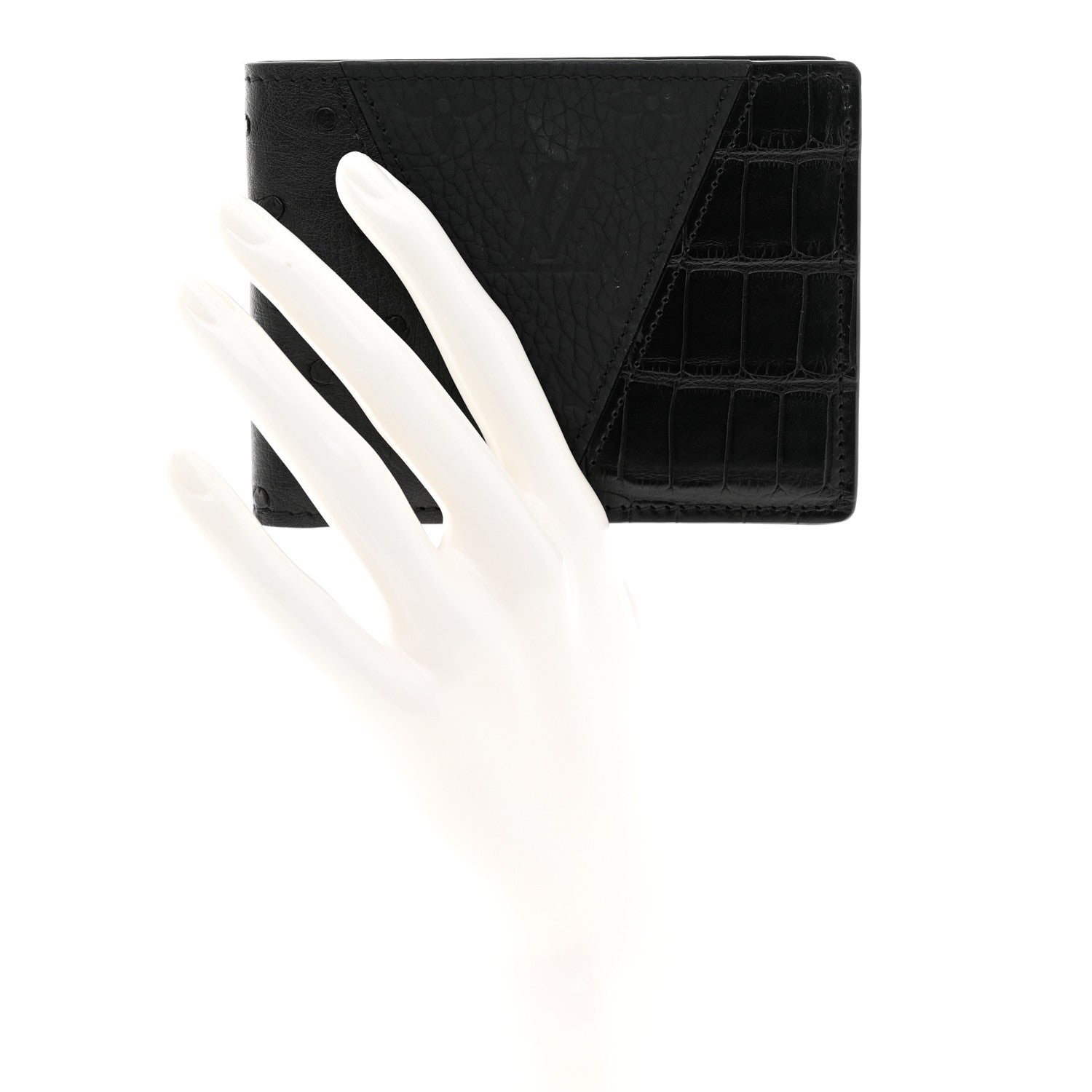 Louis Vuitton Crocodile Ostrich Taurillon Monogram Shadow Multiple Wallet Black 2 of 8