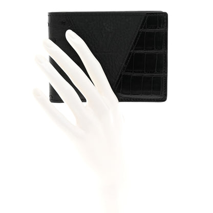 Louis Vuitton Crocodile Ostrich Taurillon Monogram Shadow Multiple Wallet Black 2 of 8