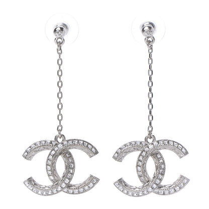 Chanel Baguette Crystal CC Drop Earrings Silver 1 of 5