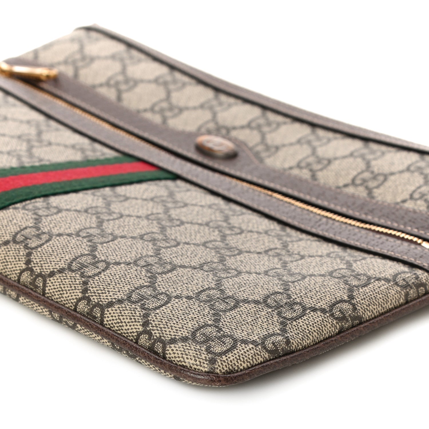 Gucci GG Supreme Monogram Large Ophidia Pouch Clutch Brown 10 of 11
