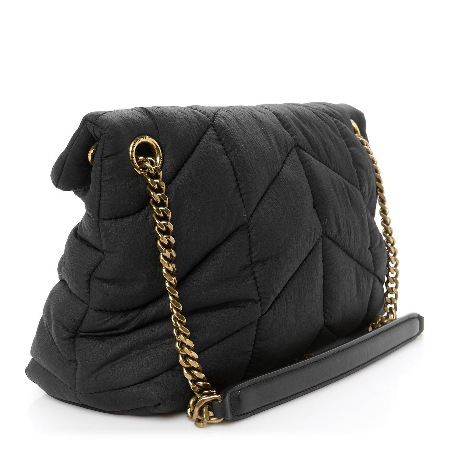 Nylon Quilted Small Loulou Puffer Monogram Chain Satchel Black