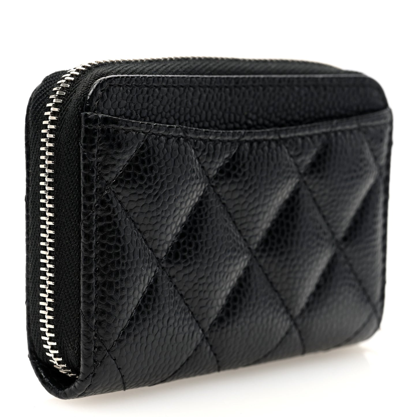 Caviar Quilted Classic Zipped Coin Purse Black