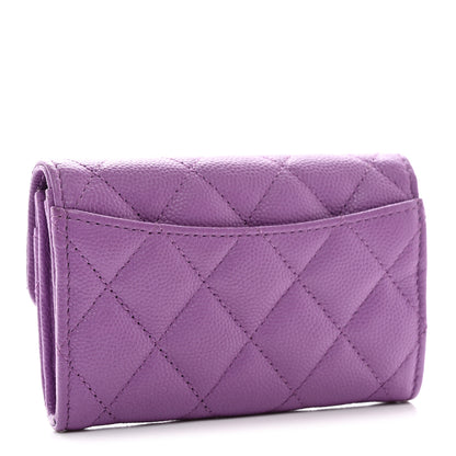 Chanel Caviar Quilted Flap Card Holder Wallet Purple 3 of 8