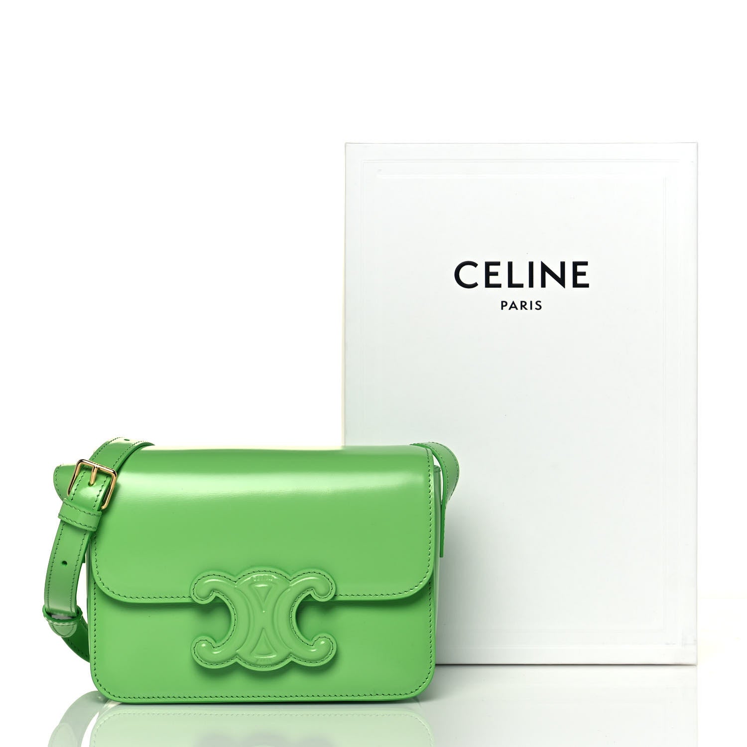 Celine Shiny Calfskin Teen Cuir Triomphe Bright Green 14 of 14
