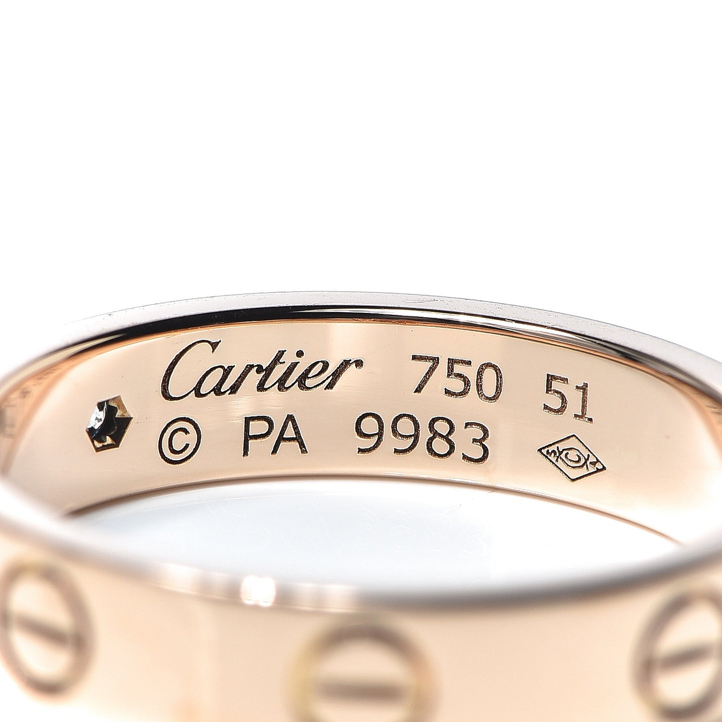 18K Pink Gold Diamond 3.5mm LOVE Wedding Band Ring 51 5.75