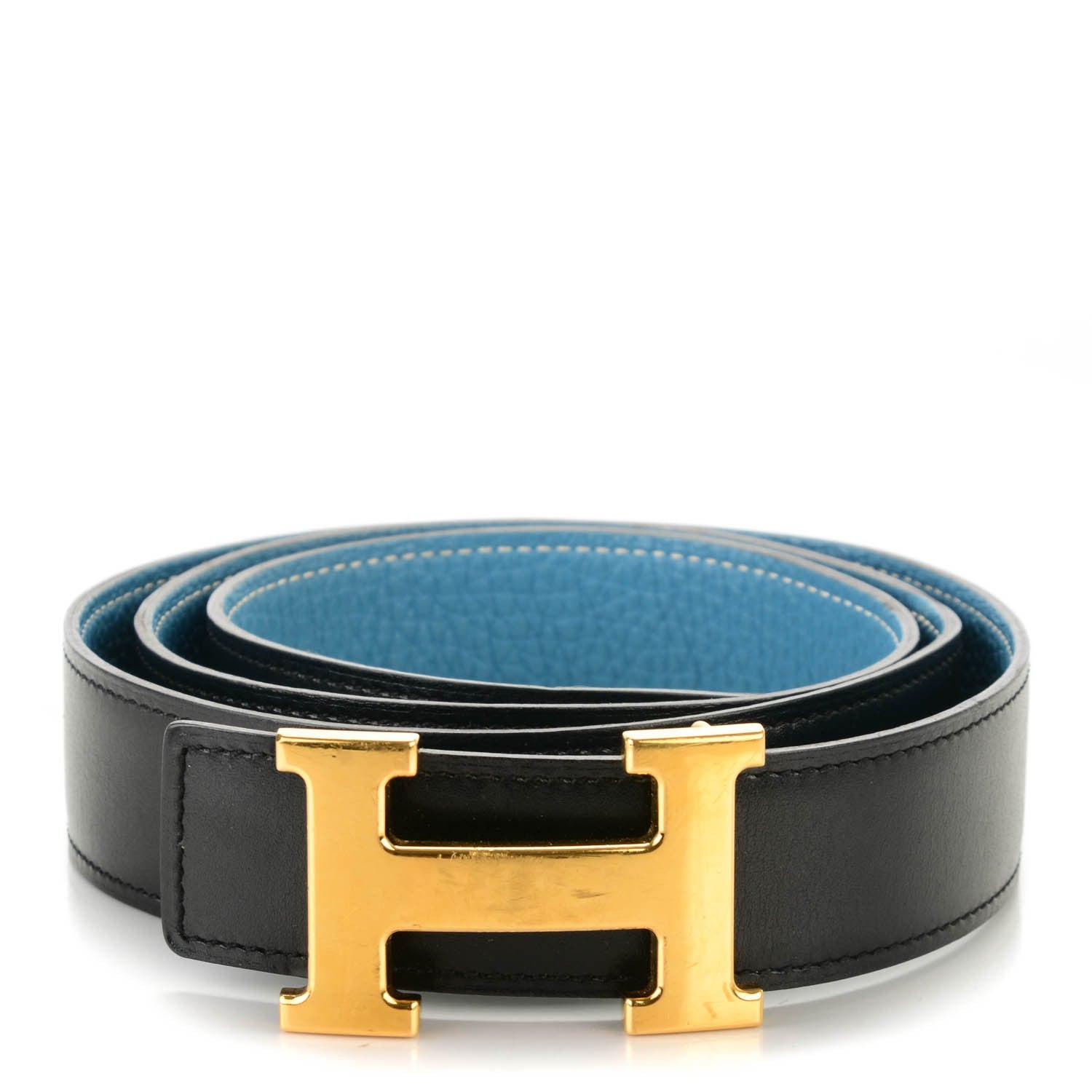 Hermes Box Taurillon Clemence 32mm H Belt 100 Black Blue Jean 1 of 6