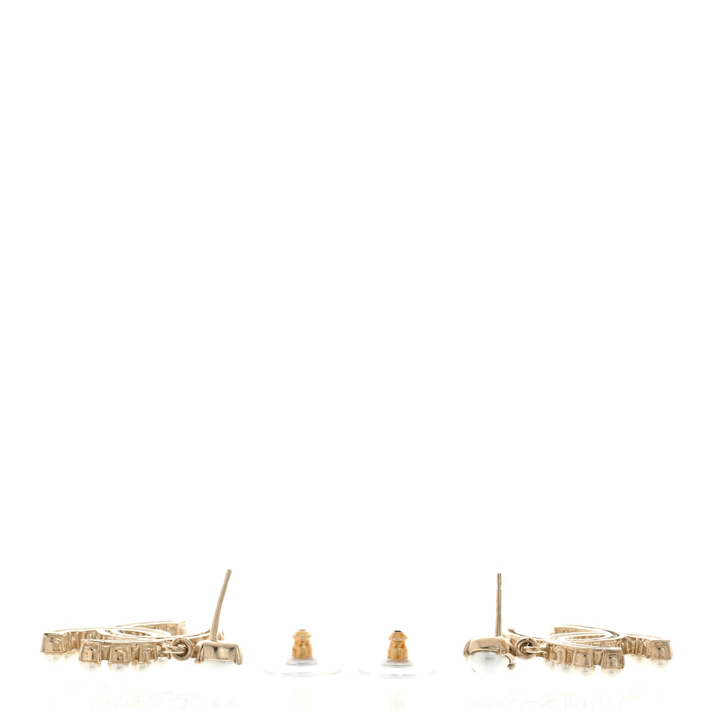 Crystal Pearl Dazzling Domino CC Drop Earrings Gold