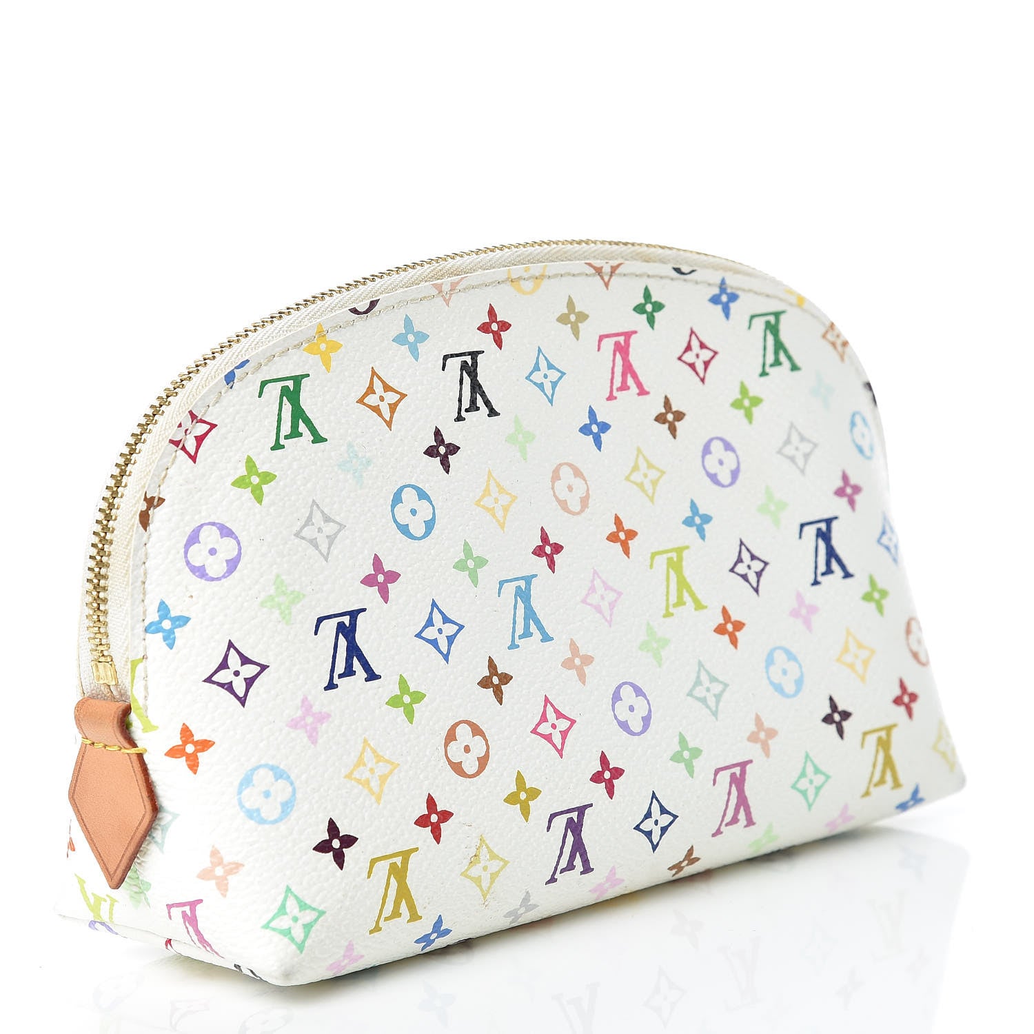 Louis Vuitton Monogram Multicolor Cosmetic Pouch White Litchi 3 of 10