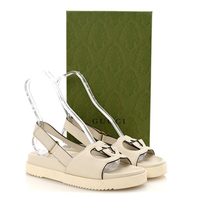 Gucci Cosmos Softy Calfskin Interlocking G Slingback Sandals 40 Mystic White 9 of 9