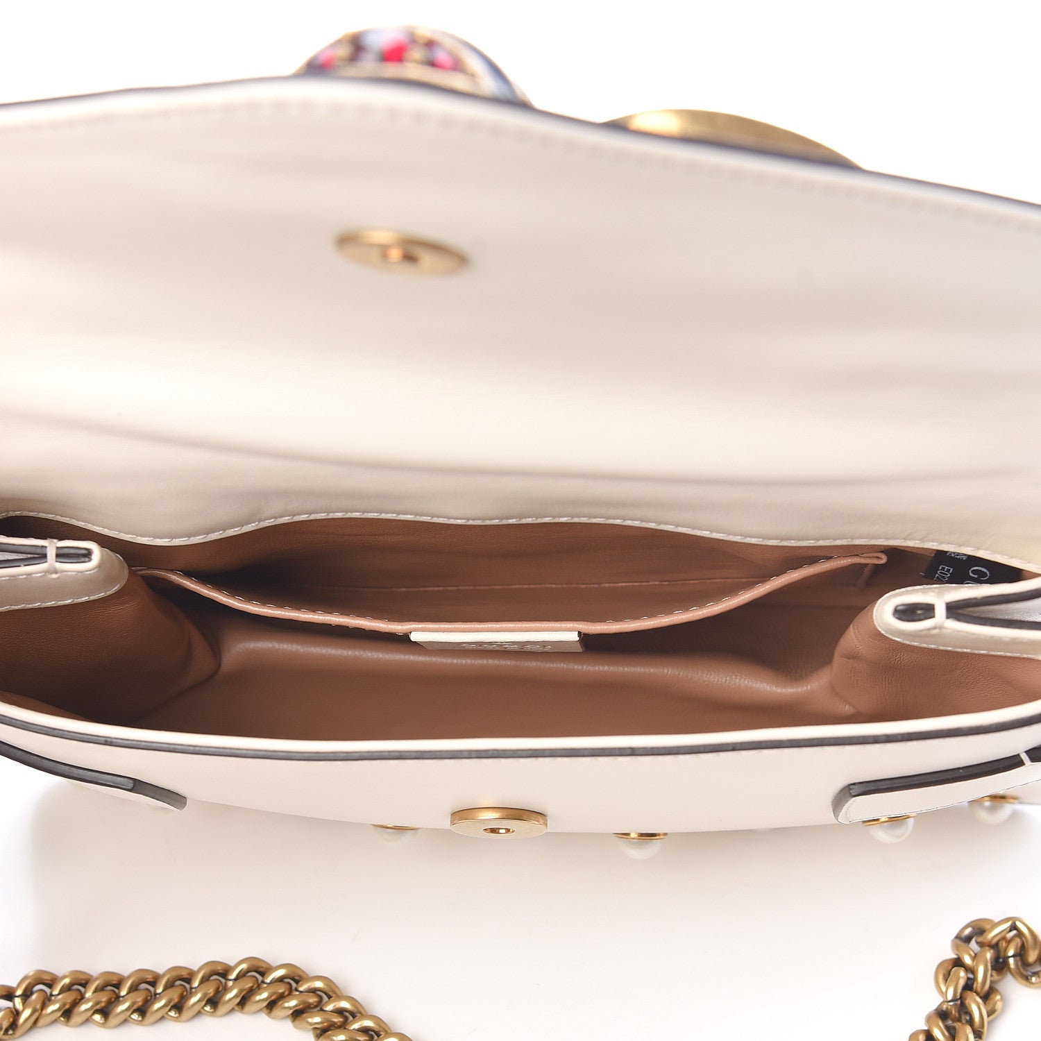 Gucci Nappa Pearl Studded Mini Queen Margaret Broadway Shoulder Bag Mystic White 6 of 11