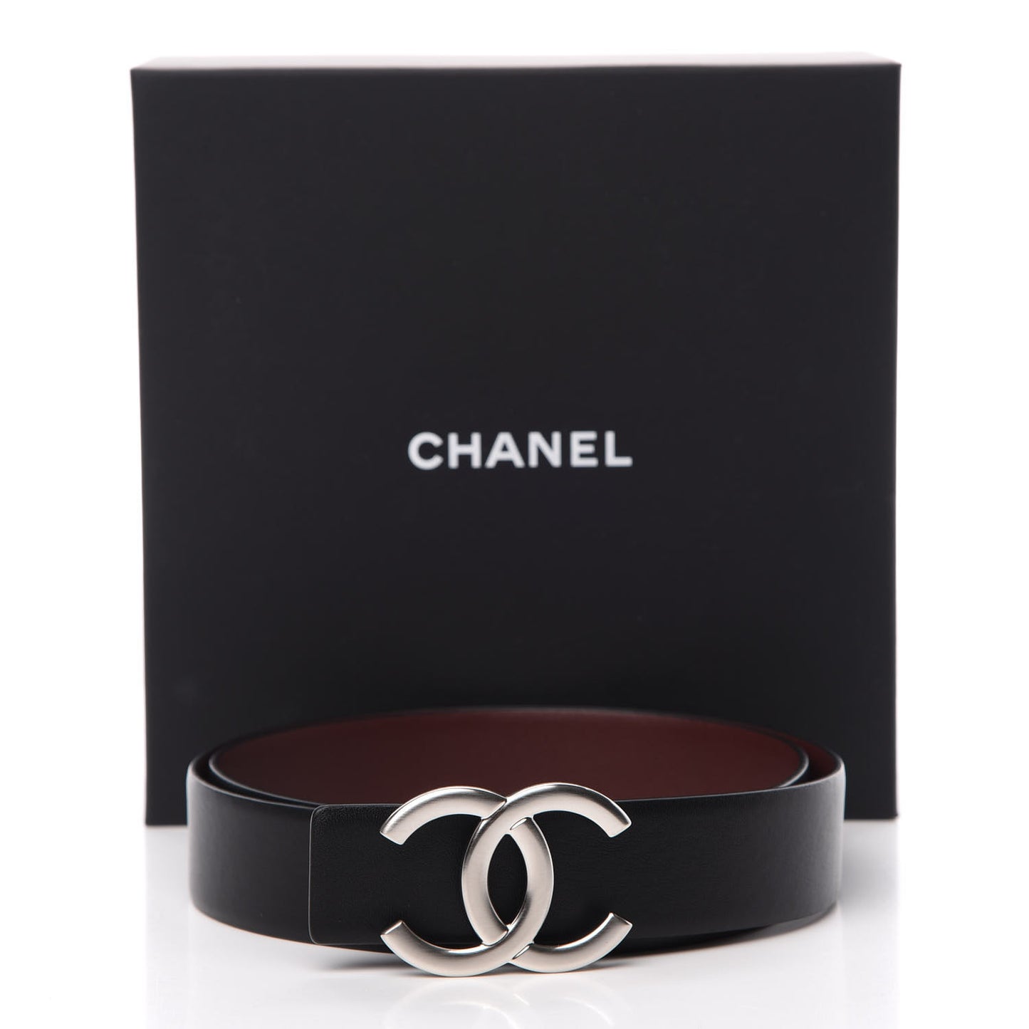 Calfskin CC Reversible Belt 80 32 Black Burgundy