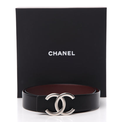 Chanel Calfskin CC Reversible Belt 80 32 Black Burgundy 6 of 6