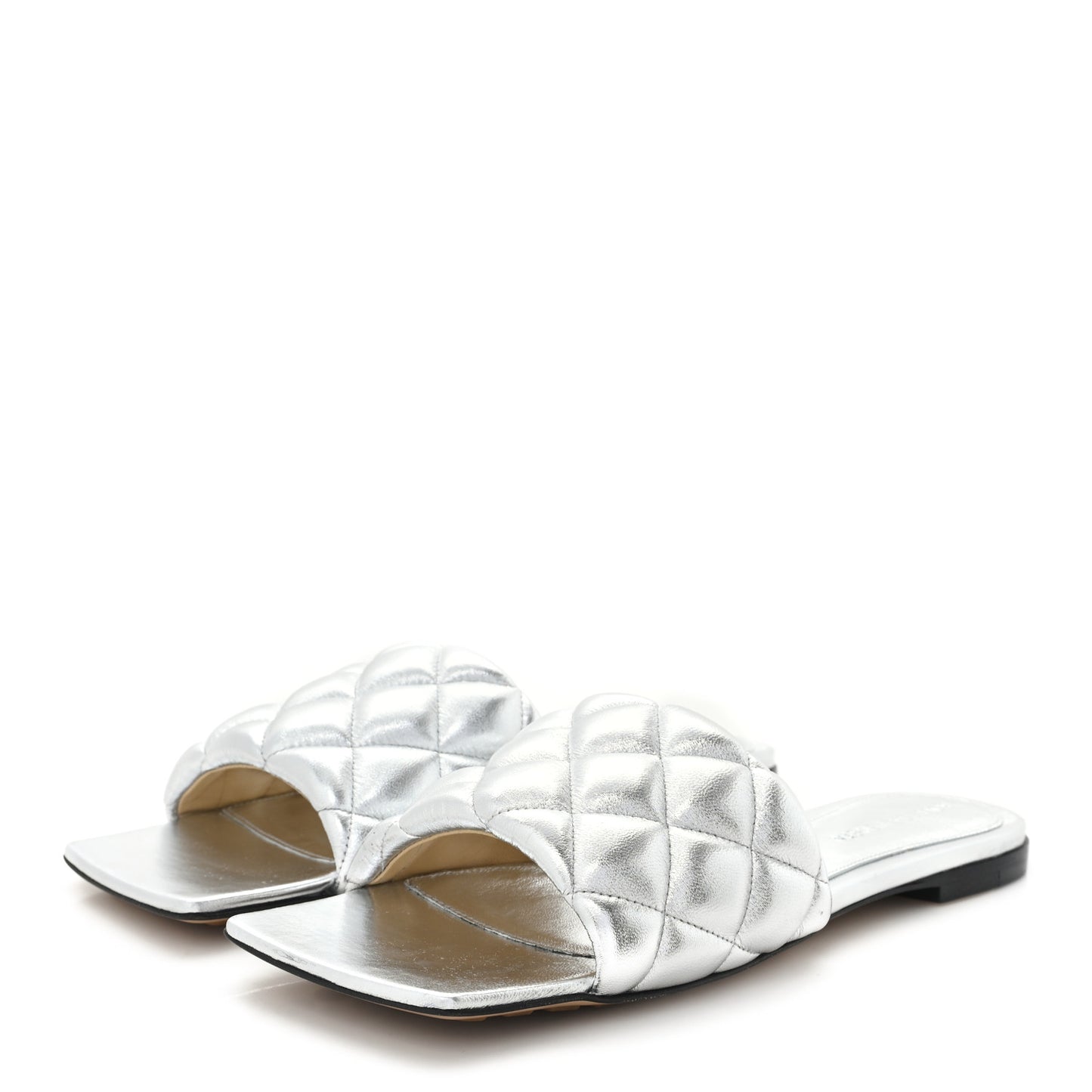 Reflection Matelasse Padded Flat Sandals 36 Silver