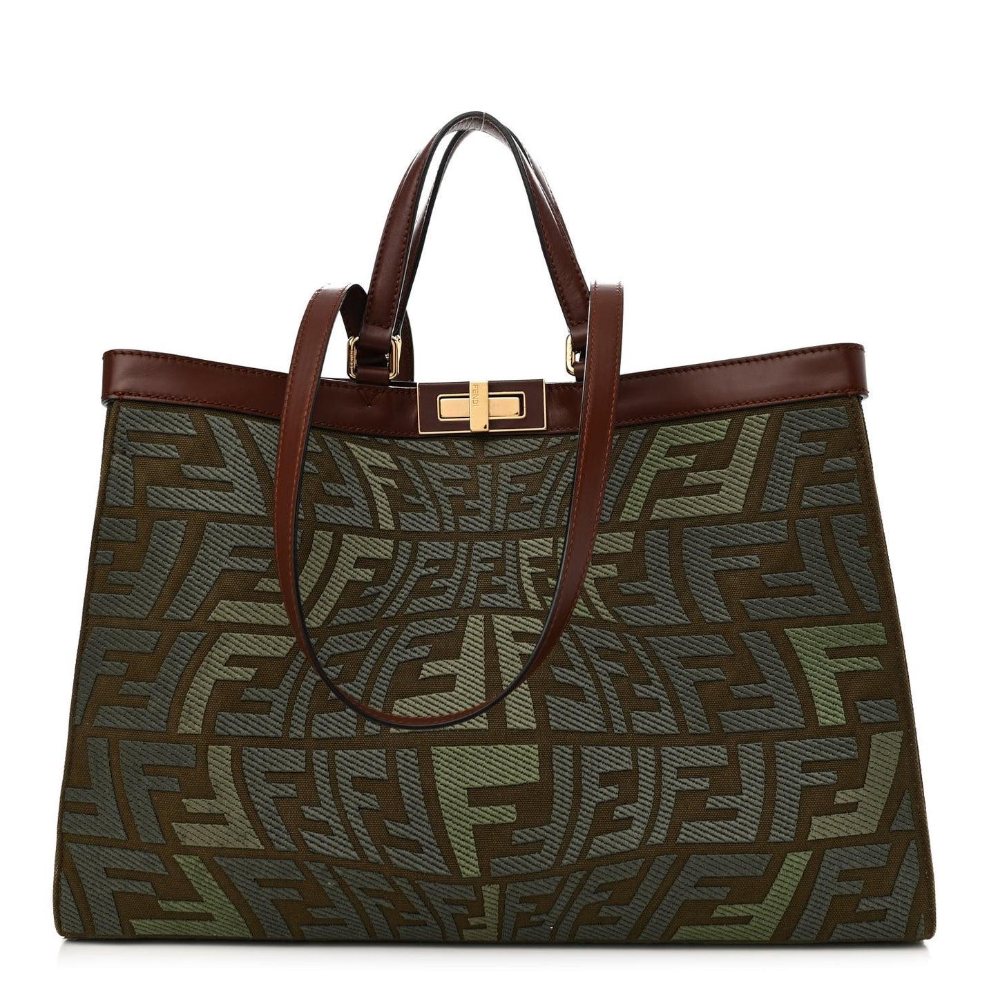 X SARAH COLEMAN Canvas FF Fish Eye Embroidered Medium Peekaboo X-Tote Amazzonia Ghianda