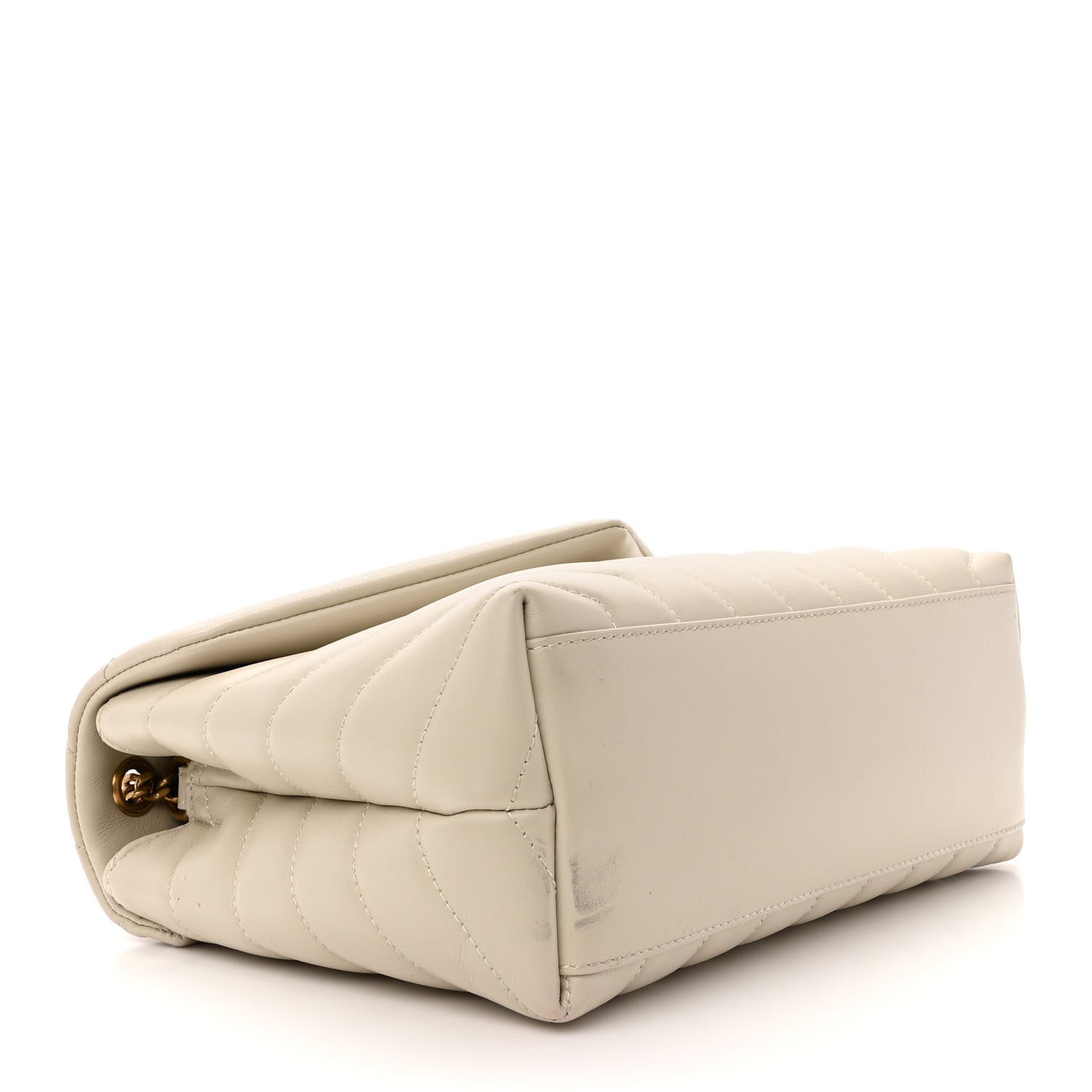 Saint Laurent Calfskin Y Quilted Monogram Small Loulou Chain Satchel Crema Soft 4 of 18
