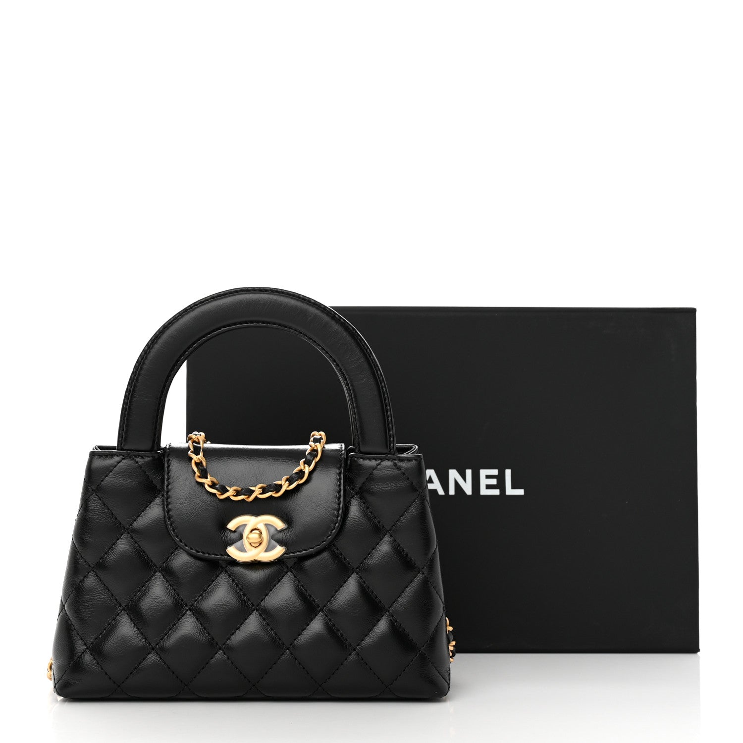 Chanel Shiny Aged Calfskin Quilted Nano Kelly Shopper Black 13 of 13