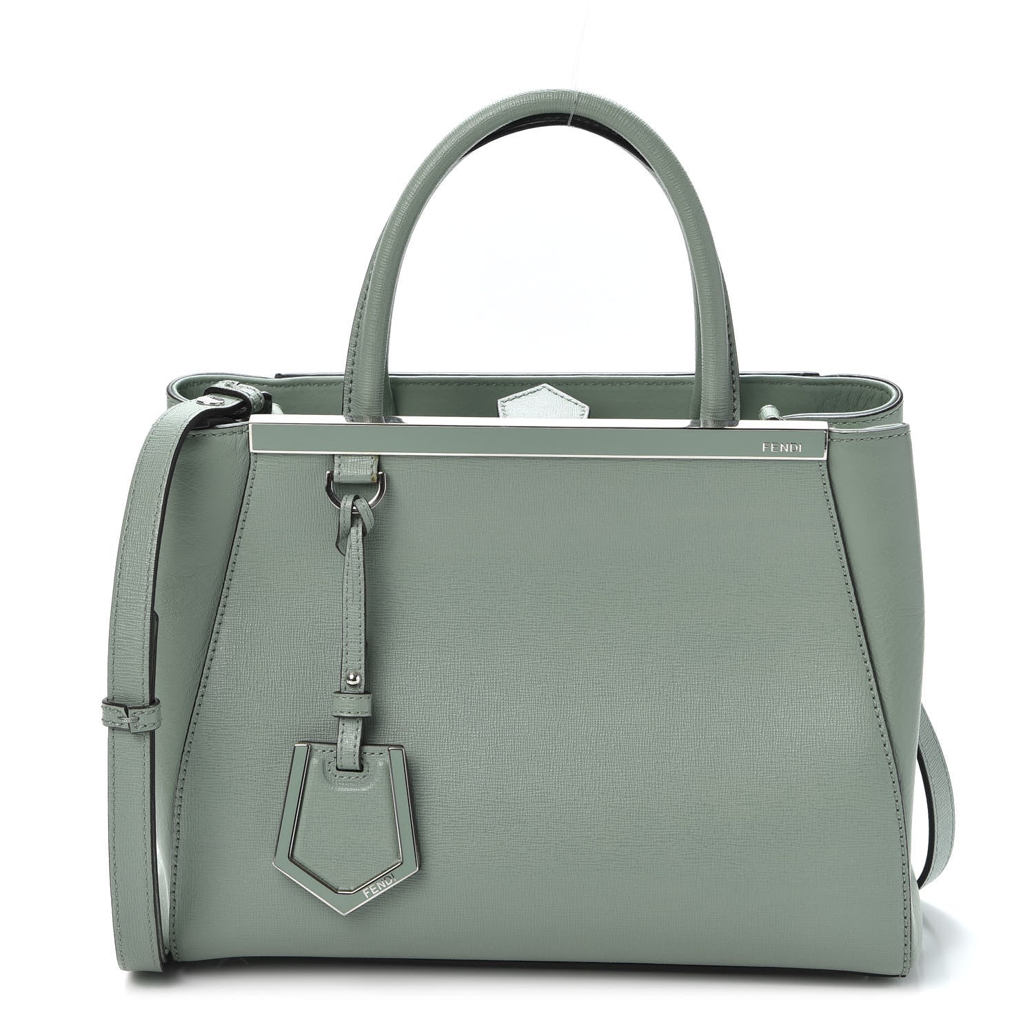 Fendi Vitello Elite Flamingo Petite 2Jours Tote Menta 1 of 9