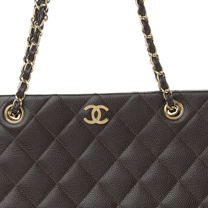 Chanel Caviar Quilted Shopper Tote Dark Brown 7 of 13