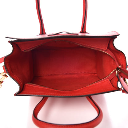 Celine Drummed Calfskin Nano Luggage Coquelicot 6 of 9