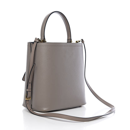 Prada Saffiano Cuir Medium Panier Bucket Bag Argilla Black 2 of 8