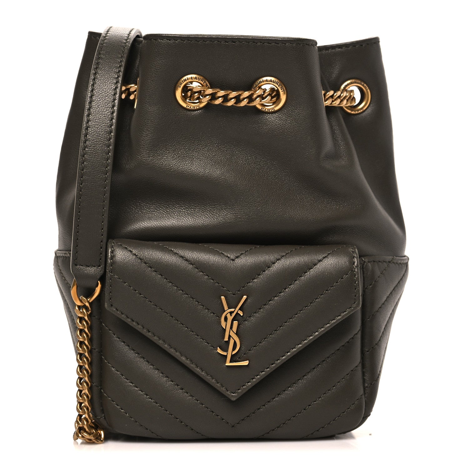 Saint Laurent Lambskin Matelasse Monogram Joe Nano Bucket Bag Light Musk 1 of 10
