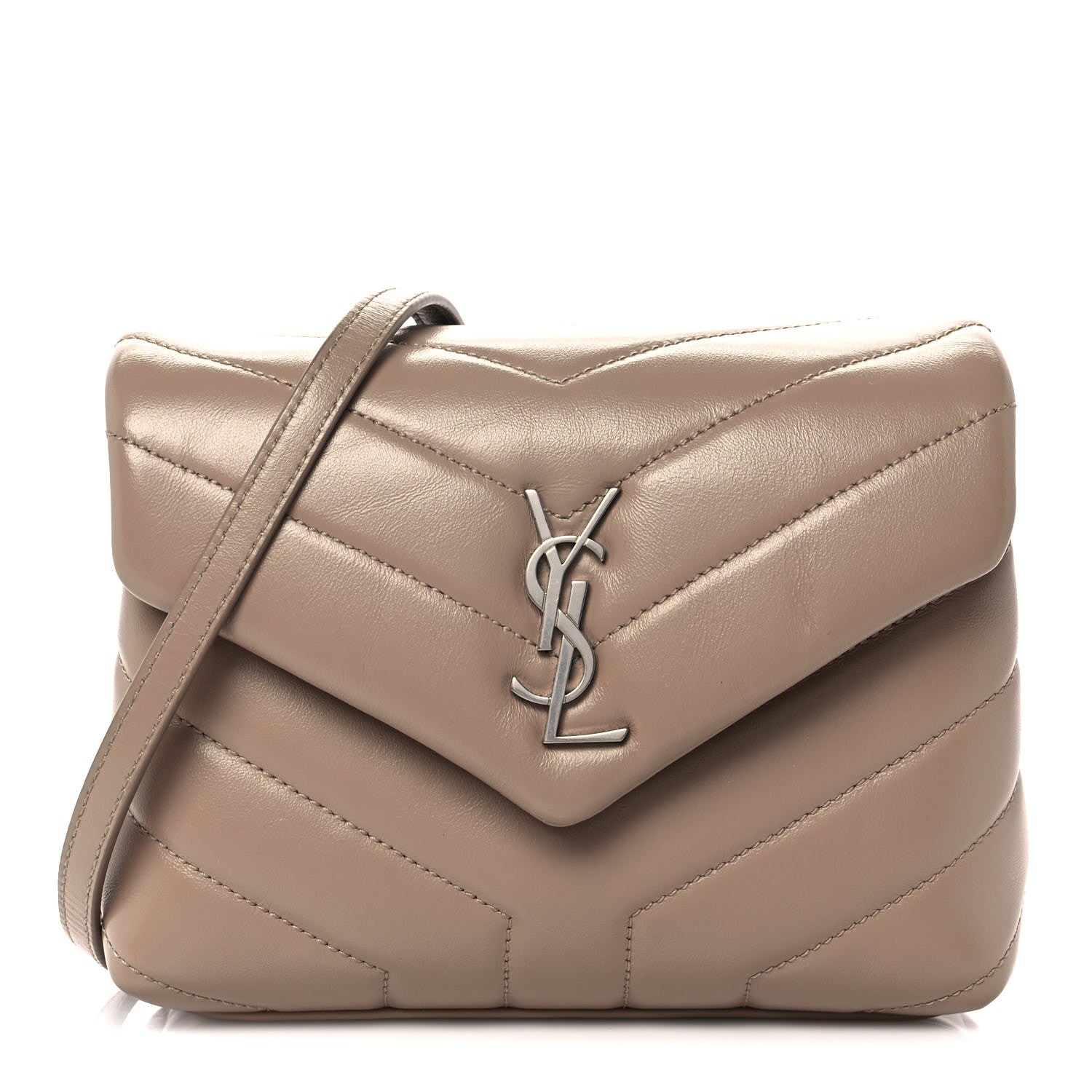 Saint Laurent Calfskin Y Quilted Monogram Toy Loulou Crossbody Bag Dark Beige 1 of 8