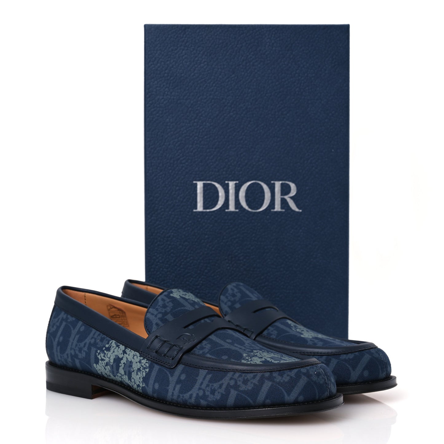 X DENIM TEARS Denim Calfskin Oblique Granville Loafers 43 Blue