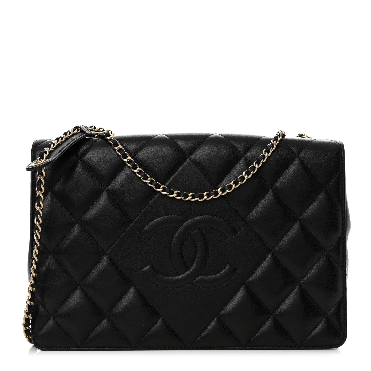 Chanel Lambskin Quilted Medium Diamond CC Flap Black 1 of 12
