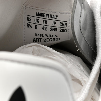 Prada X ADIDAS Brushed Calfskin Logo Mens Superstar Sneakers 8.5 Silver White 8 of 9