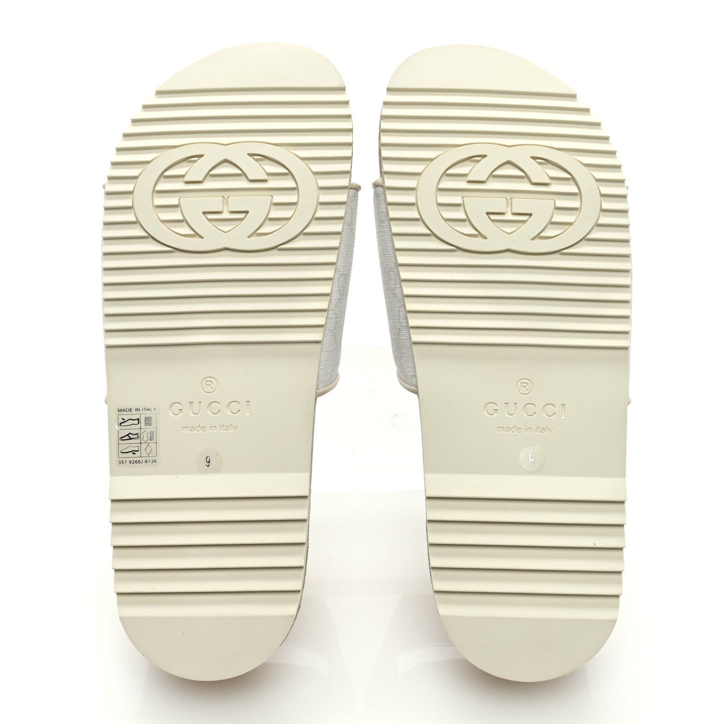 GG Supreme Monogram Demetra Mens Slide Sandals 9 White Mystic White
