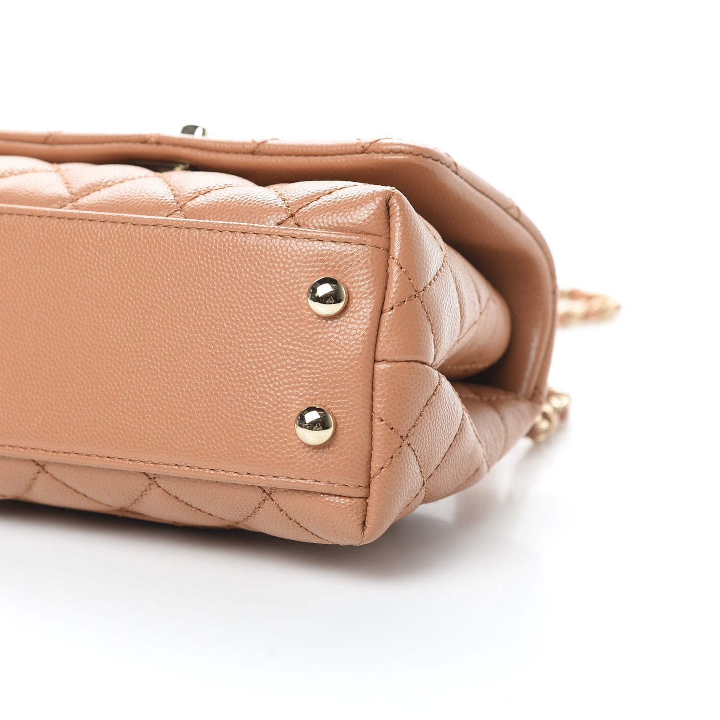Caviar Lizard Embossed Quilted Extra Mini Coco Handle Flap Brown