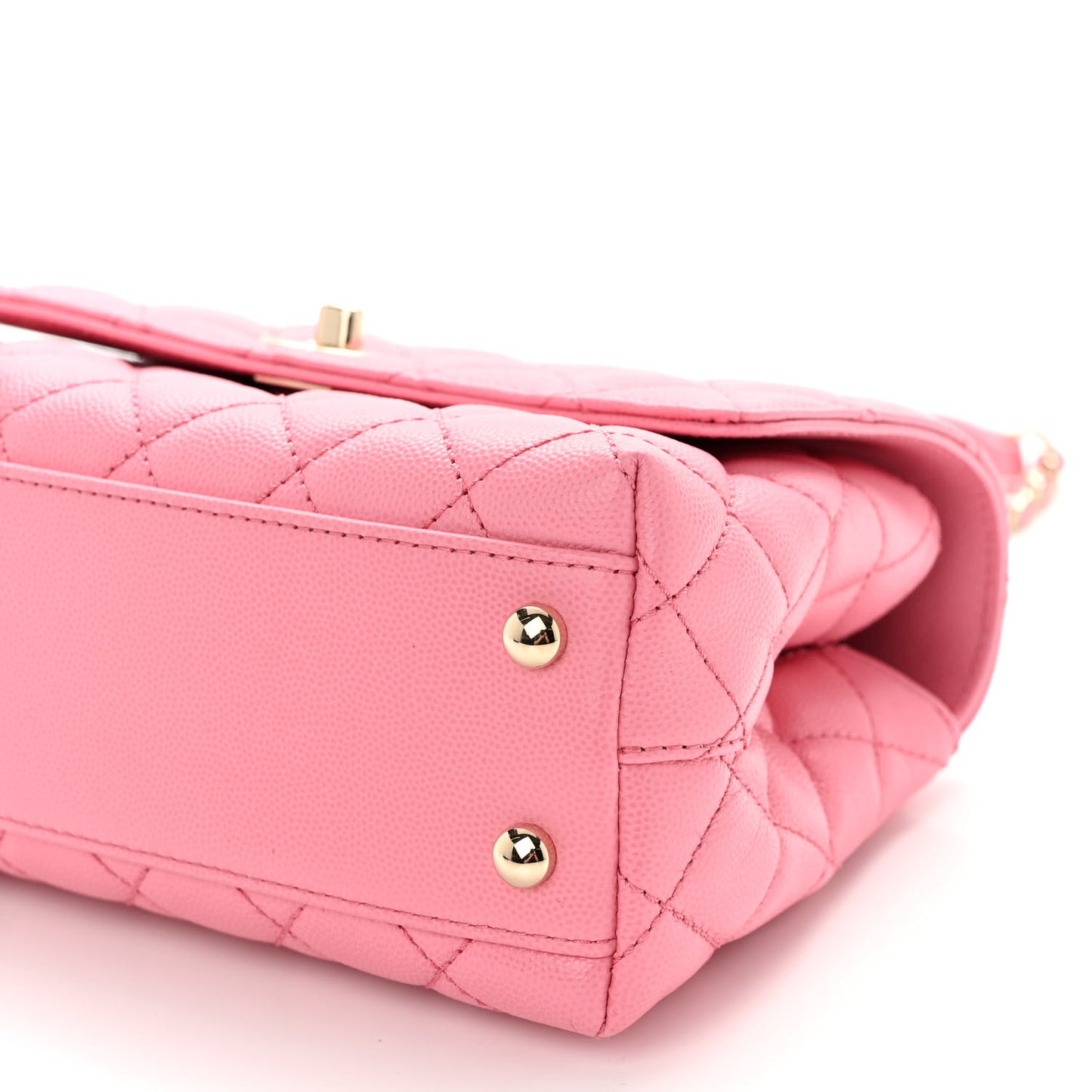 Caviar Quilted Mini Coco Chain Handle Flap Pink