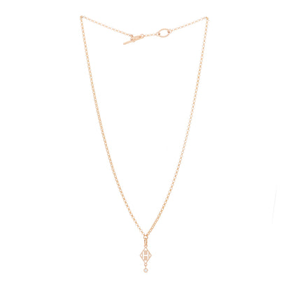 Hermes 18K Rose Gold Diamond Gambade Pendant Necklace 2 of 5