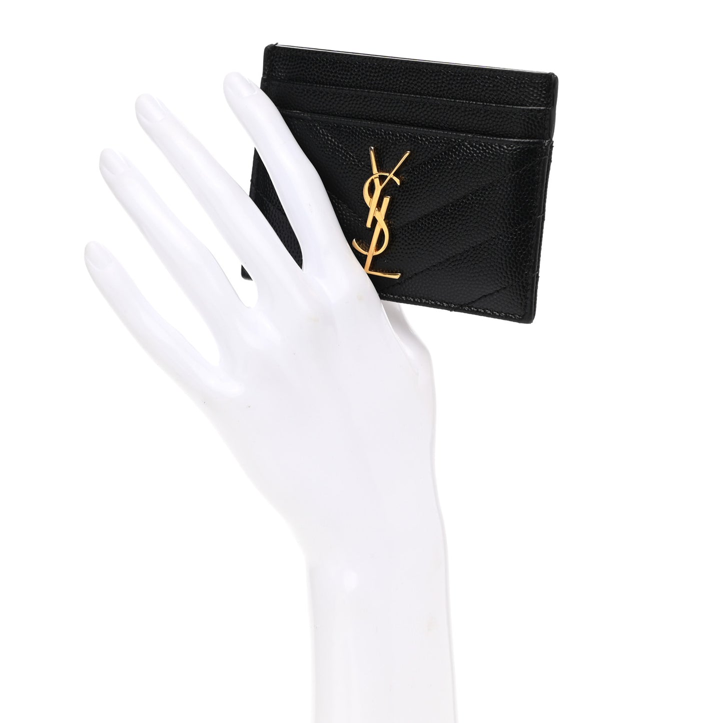 Grain De Poudre Matelasse Chevron Monogram Credit Card Case Black
