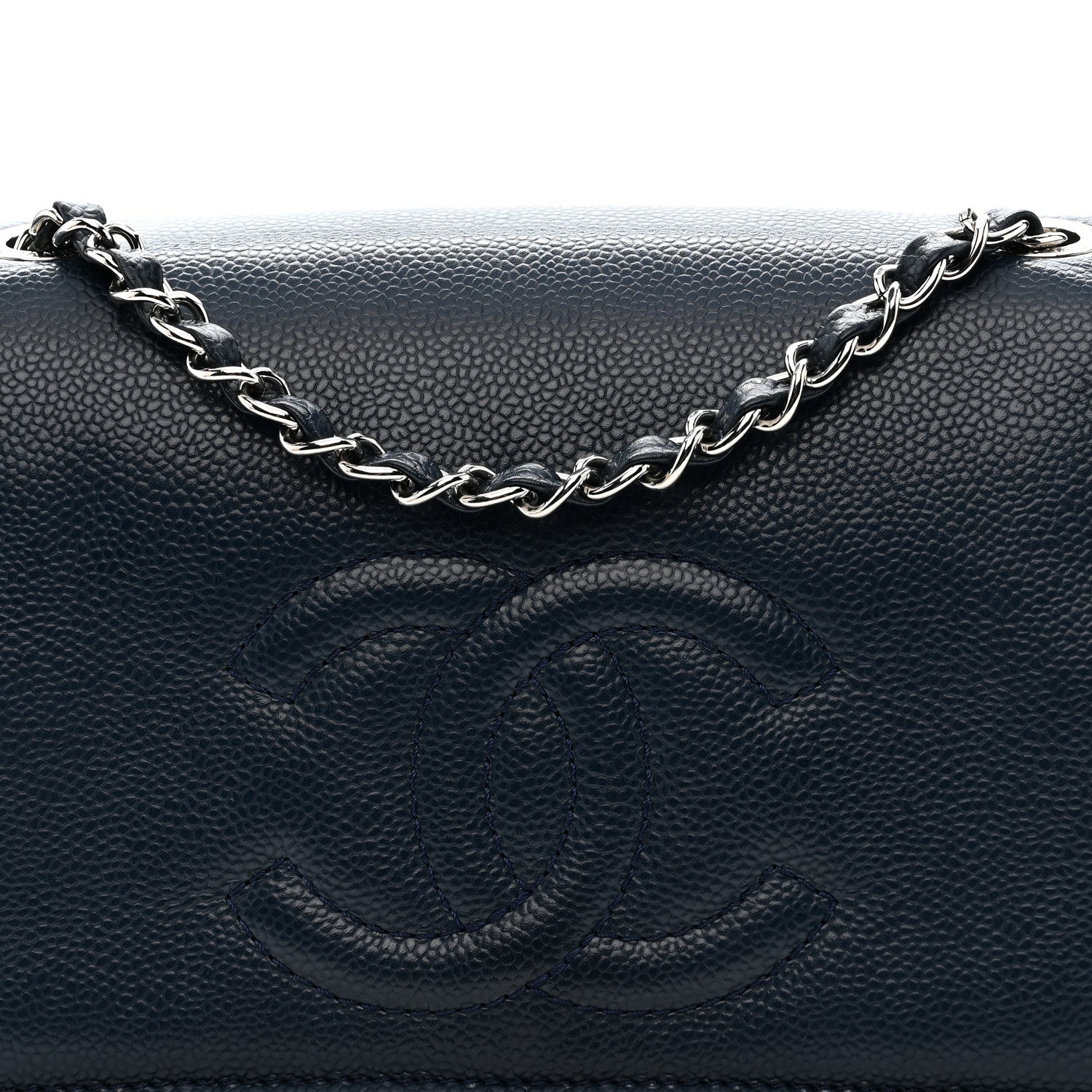 Chanel Caviar Medium Timeless CC Flap Navy Blue 8 of 11