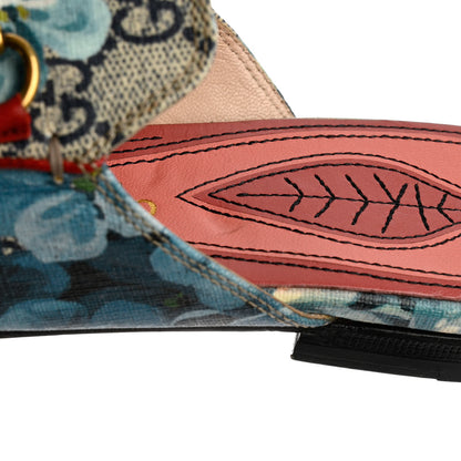 Gucci GG Supreme Monogram Blooms Womens Princetown Slippers 34 Beige Blue Navy Hibiscus Red 10 of 11