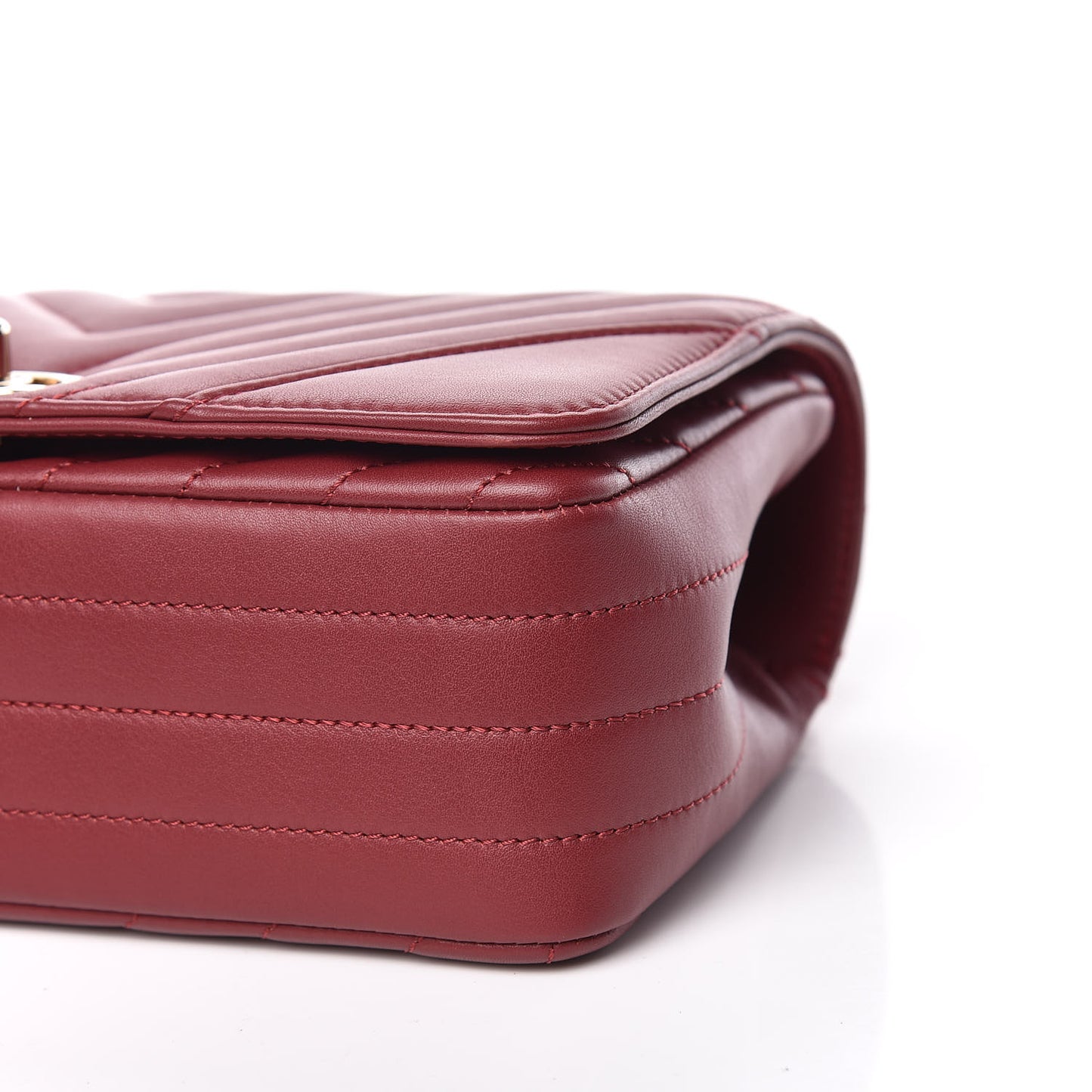 Calfskin Chevron Quilted Mini Statement Flap Burgundy