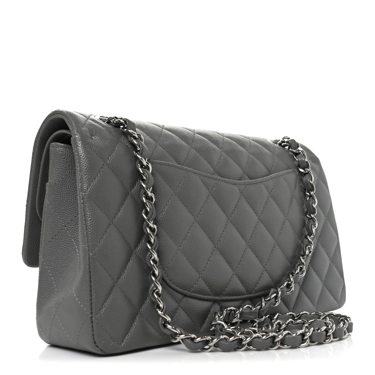 Chanel Caviar Quilted Medium Double Flap Grey 3 of 11