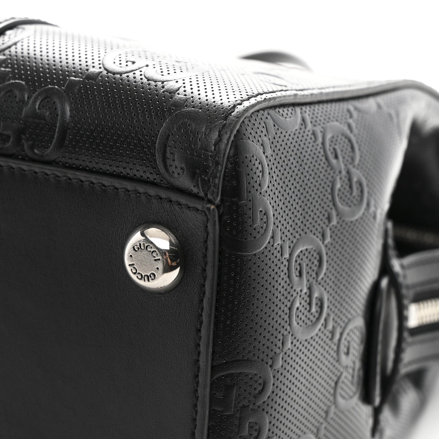 Calfskin GG Tennis Embossed Tote Bag Black