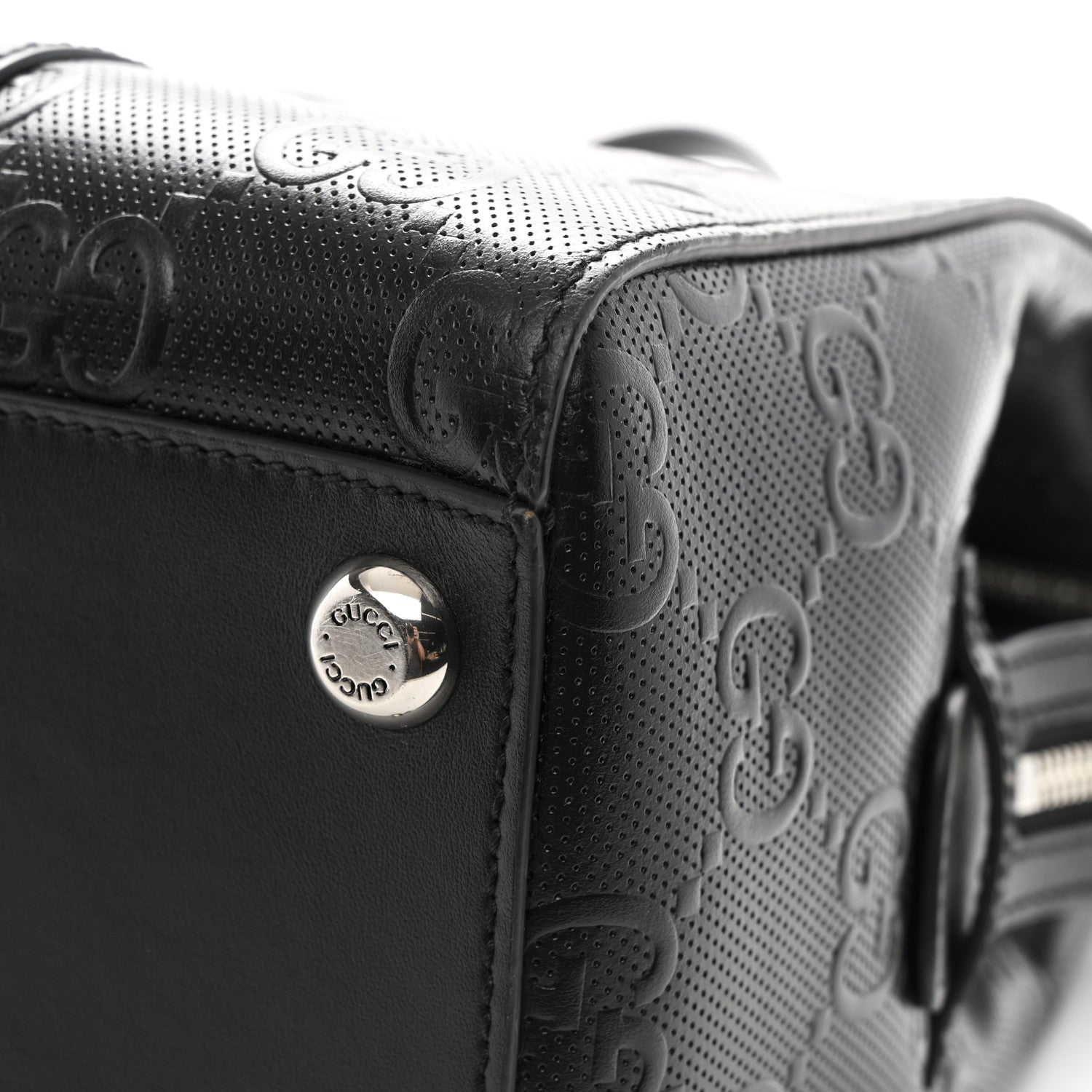 Gucci Calfskin GG Tennis Embossed Tote Bag Black 11 of 11