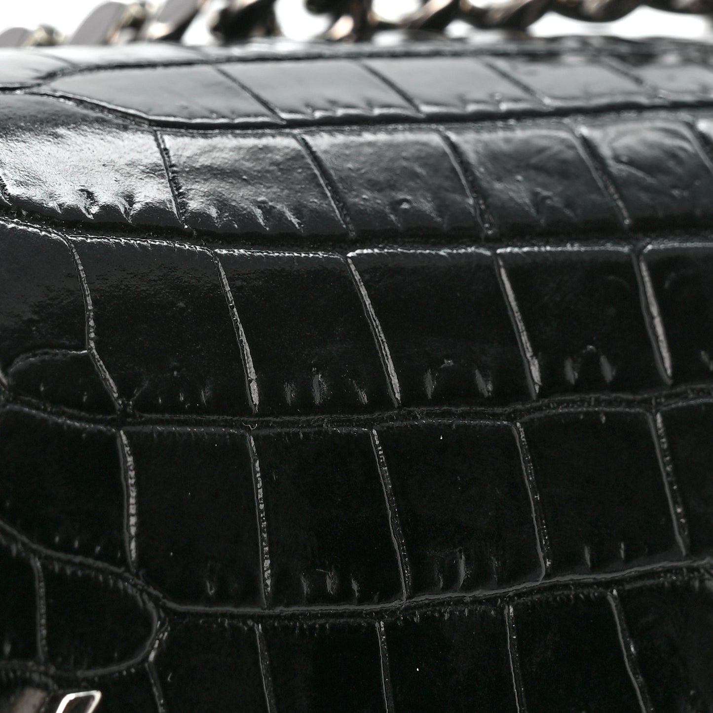 Calfskin Crocodile Embossed Medium Monogram Sunset Black