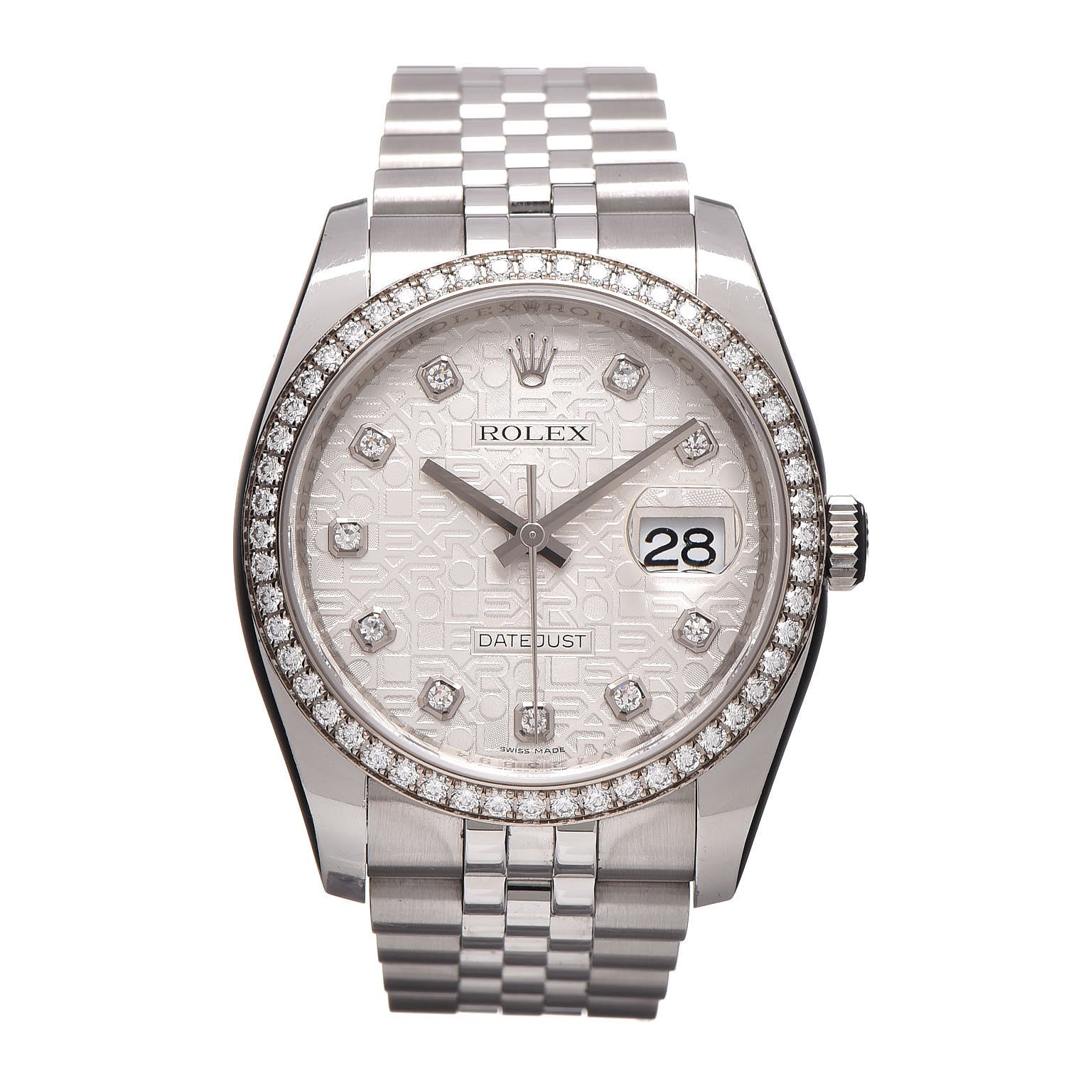 Rolex Stainless Steel Diamond 36mm Oyster Perpetual Datejust Watch Silver Jubilee 116244 1 of 7