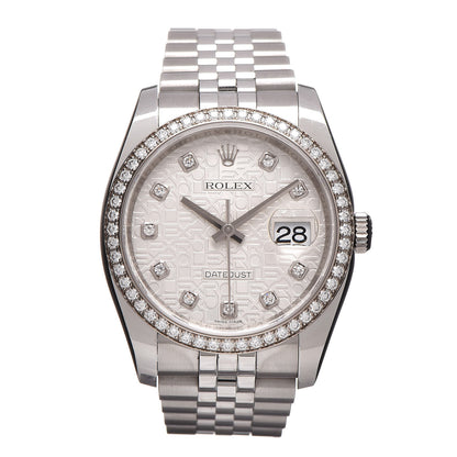 Rolex Stainless Steel Diamond 36mm Oyster Perpetual Datejust Watch Silver Jubilee 116244 1 of 7