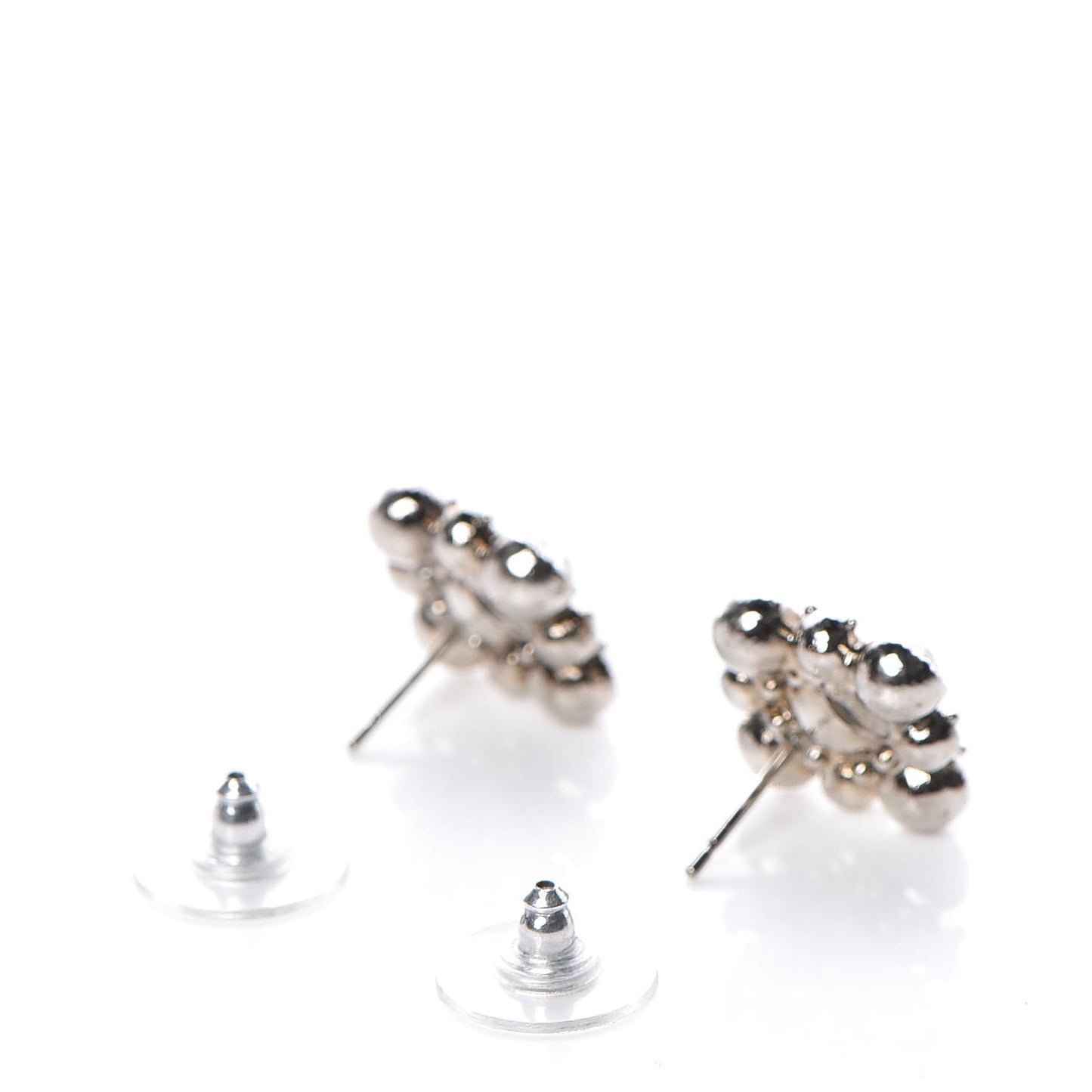 Crystal CC Flower Earrings Silver