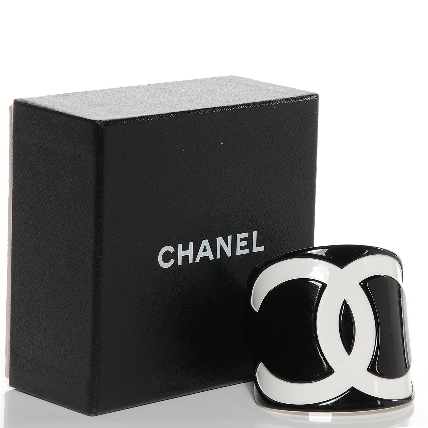 Chanel Resin CC Cuff Black White 6 of 6