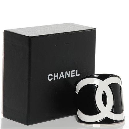 Chanel Resin CC Cuff Black White 6 of 6