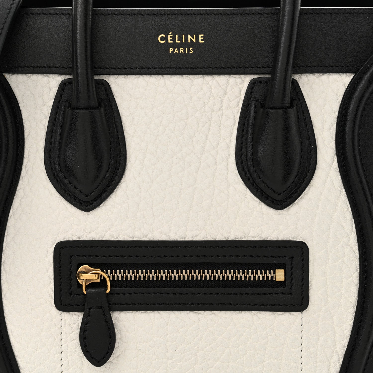 Celine Bullhide Calfskin Nubuck Bi-Color Nano Luggage Black White 7 of 13