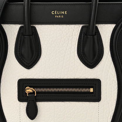 Celine Bullhide Calfskin Nubuck Bi-Color Nano Luggage Black White 7 of 13